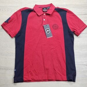Victorinox Swiss Army Men's Solid Red Black Polo Shirt NWT Medium Sports